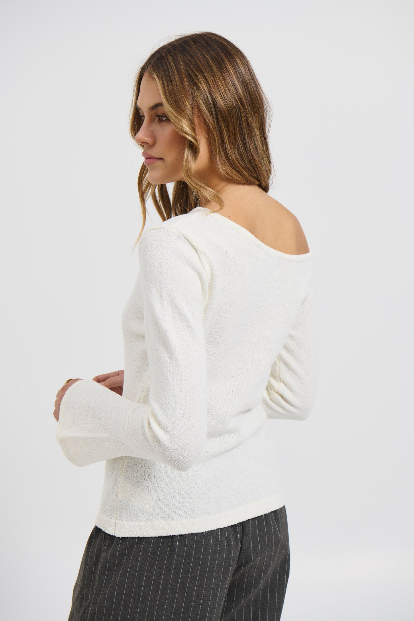 Hannah Long Sleeve Top Ivory - FINAL SALE