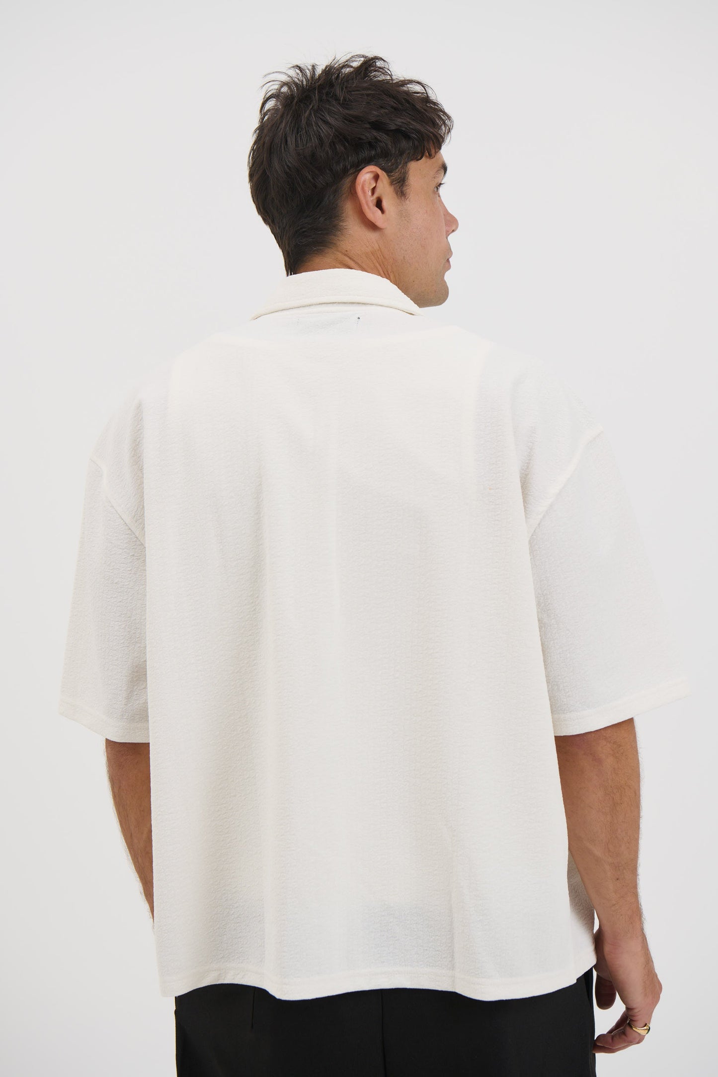 Lucas Drop Shirt Soft Texture White - FINAL SALE