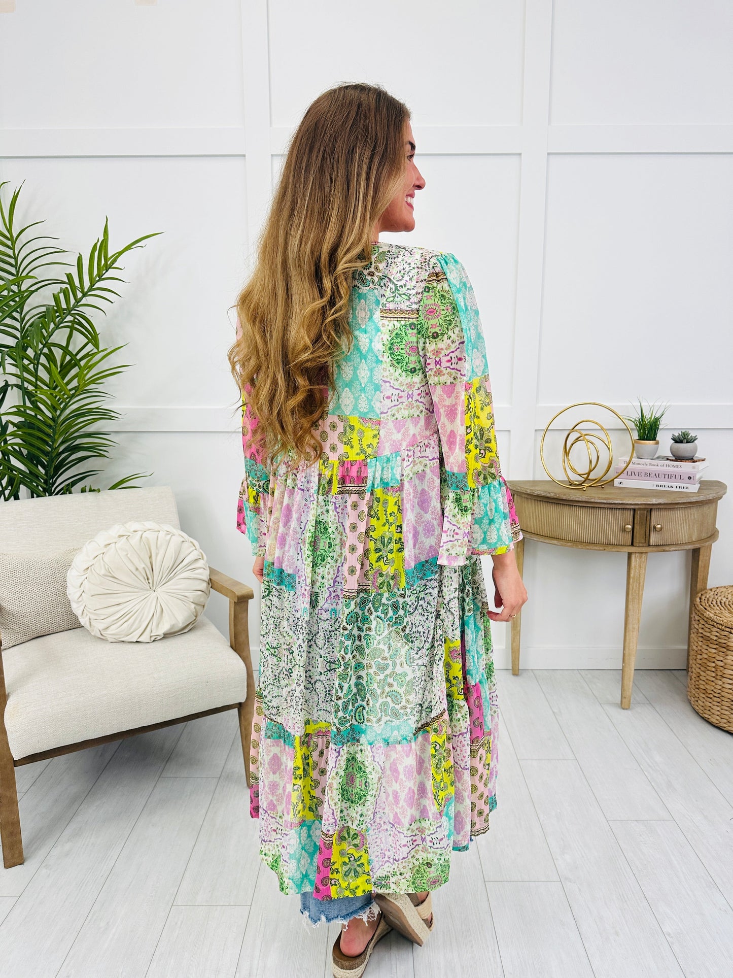 Spun In Rhythm Kimono in Green Mix