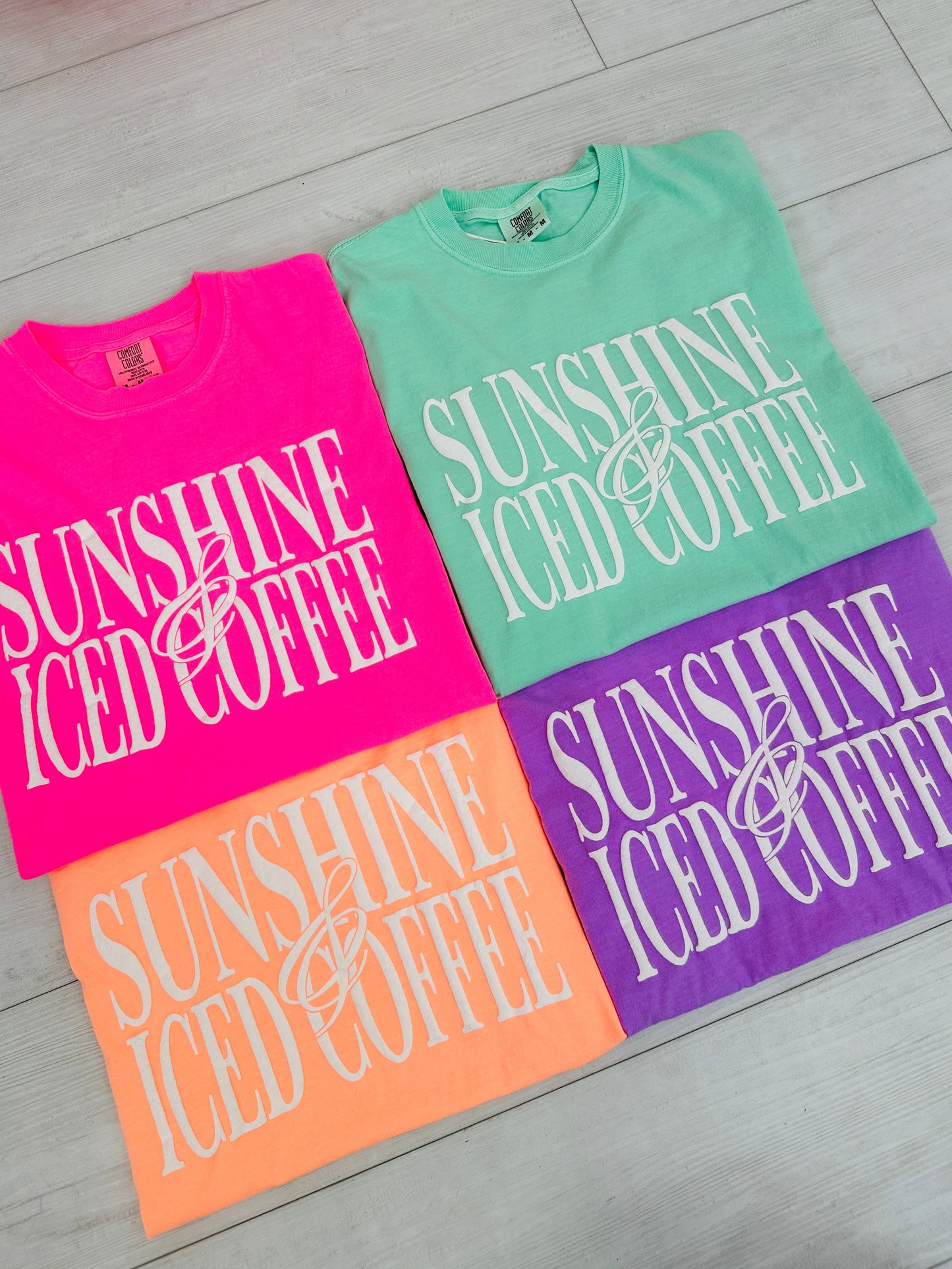 Sunshine And Iced Coffee Graphic Tee in Multiple Colors