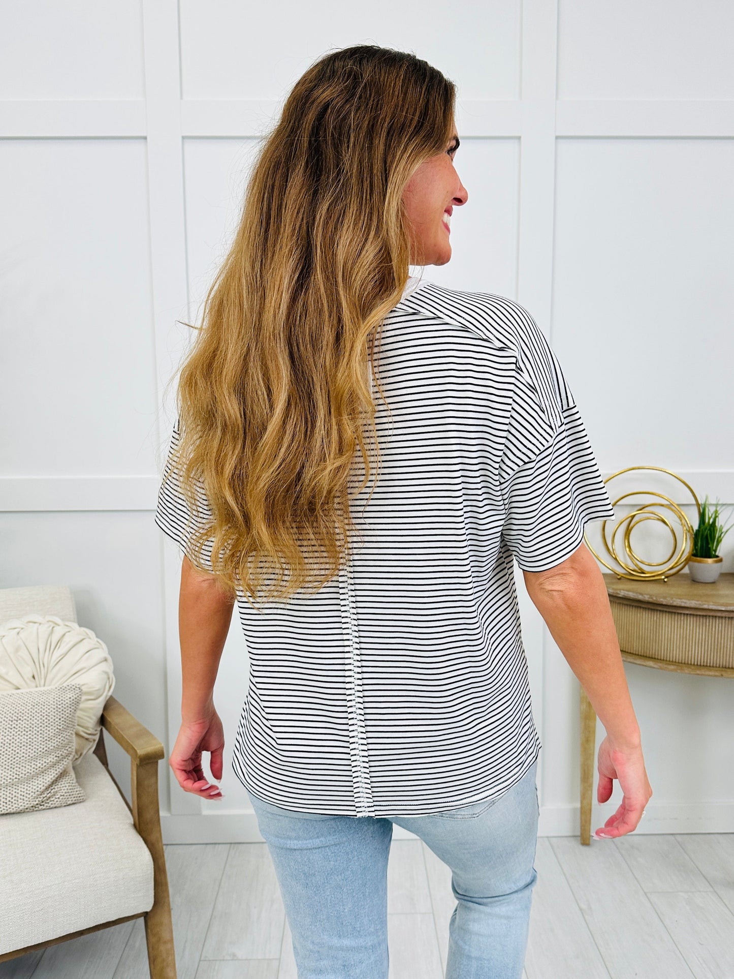 Effortless Stripe Top In Black
