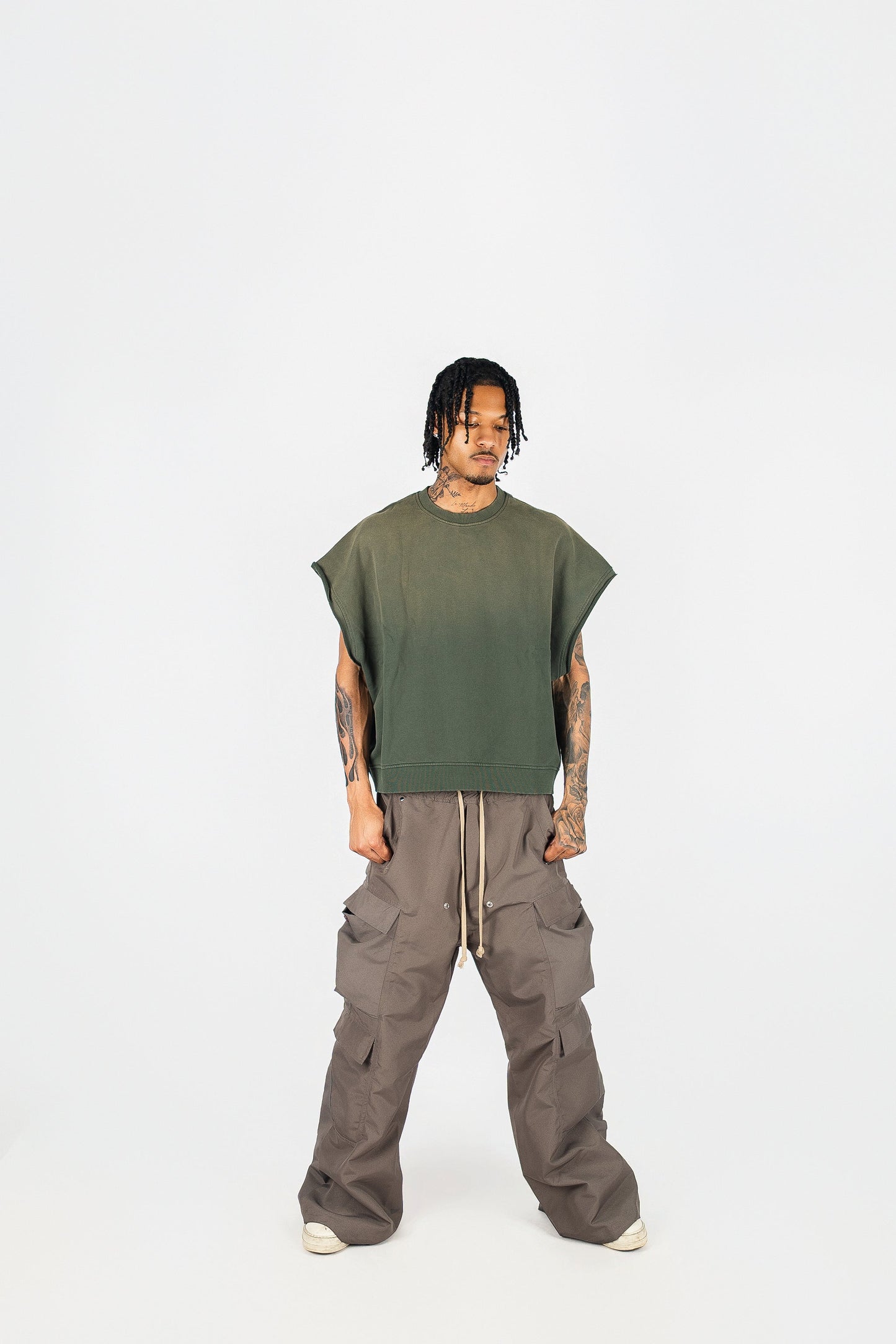 Distressed Cut Off Crewneck