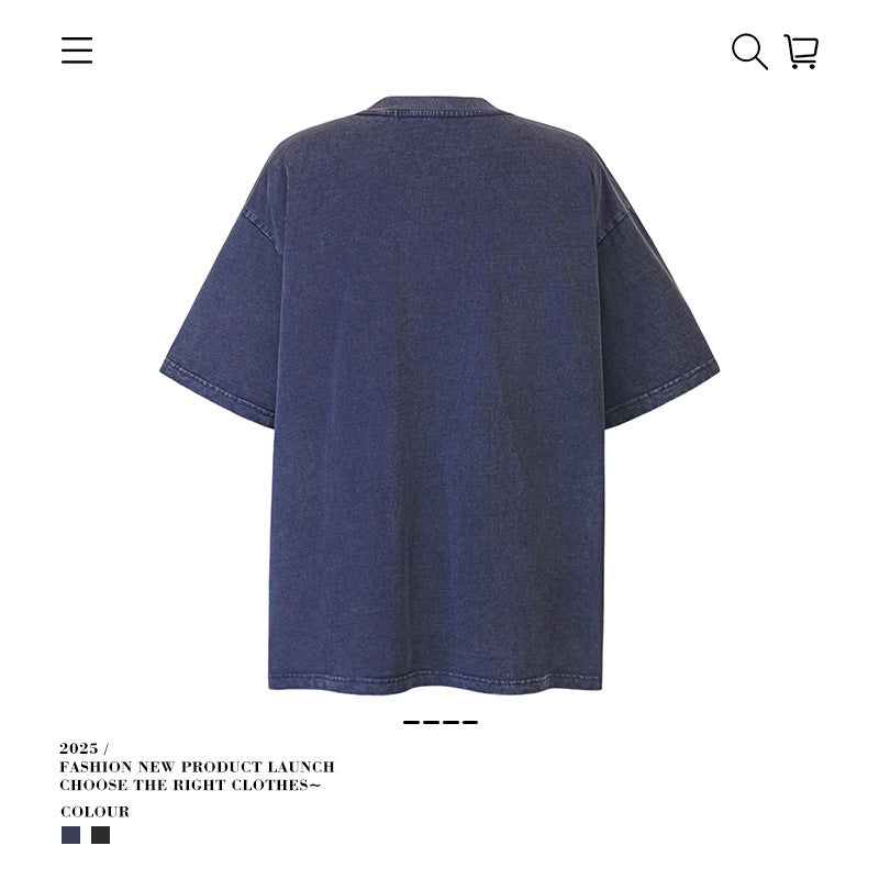American vintage street T-shirt summer loose cotton men's clothing