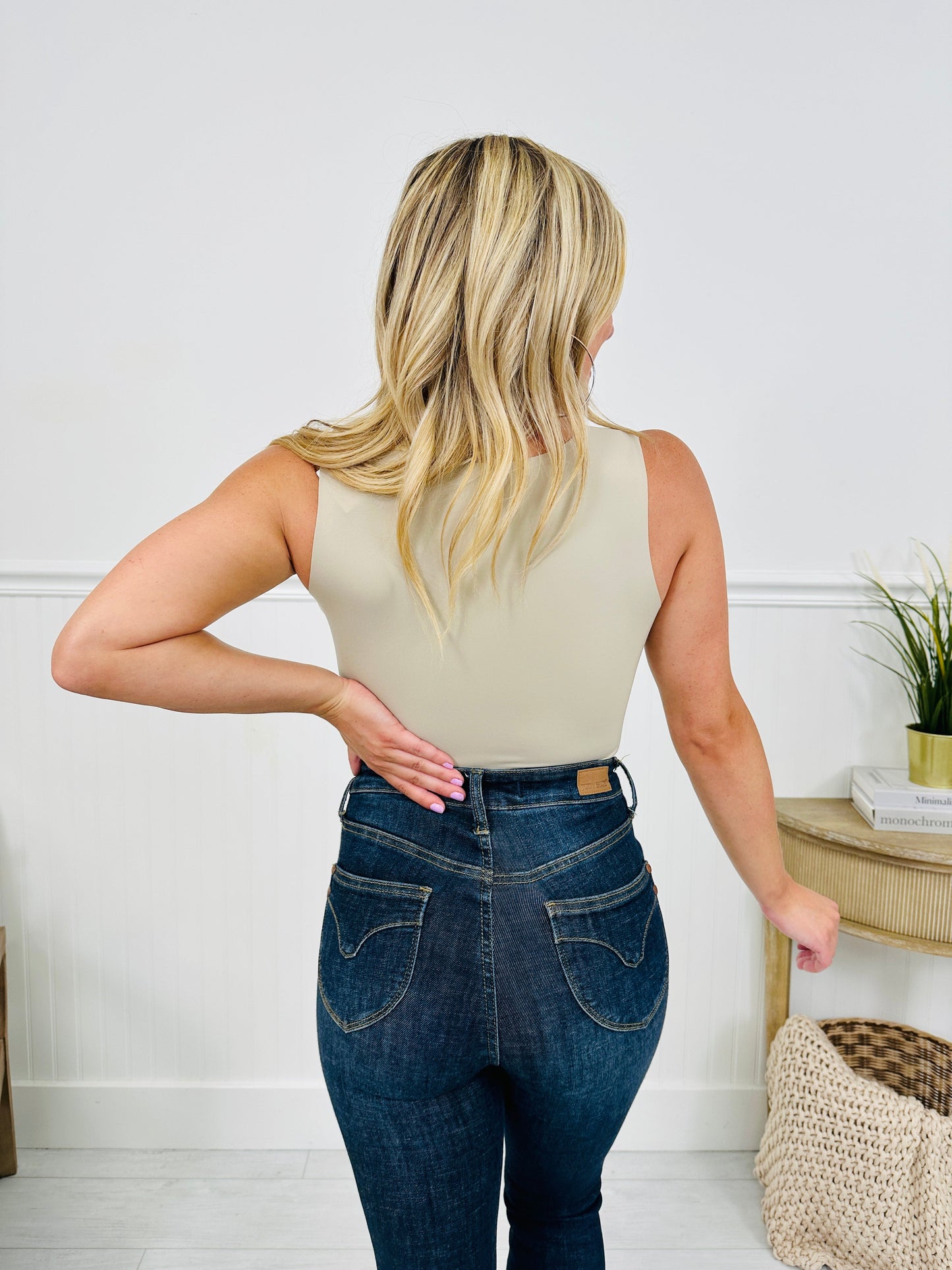 MOCO Signature Sleeveless Bodysuit in Stone-- Multiple Lengths!