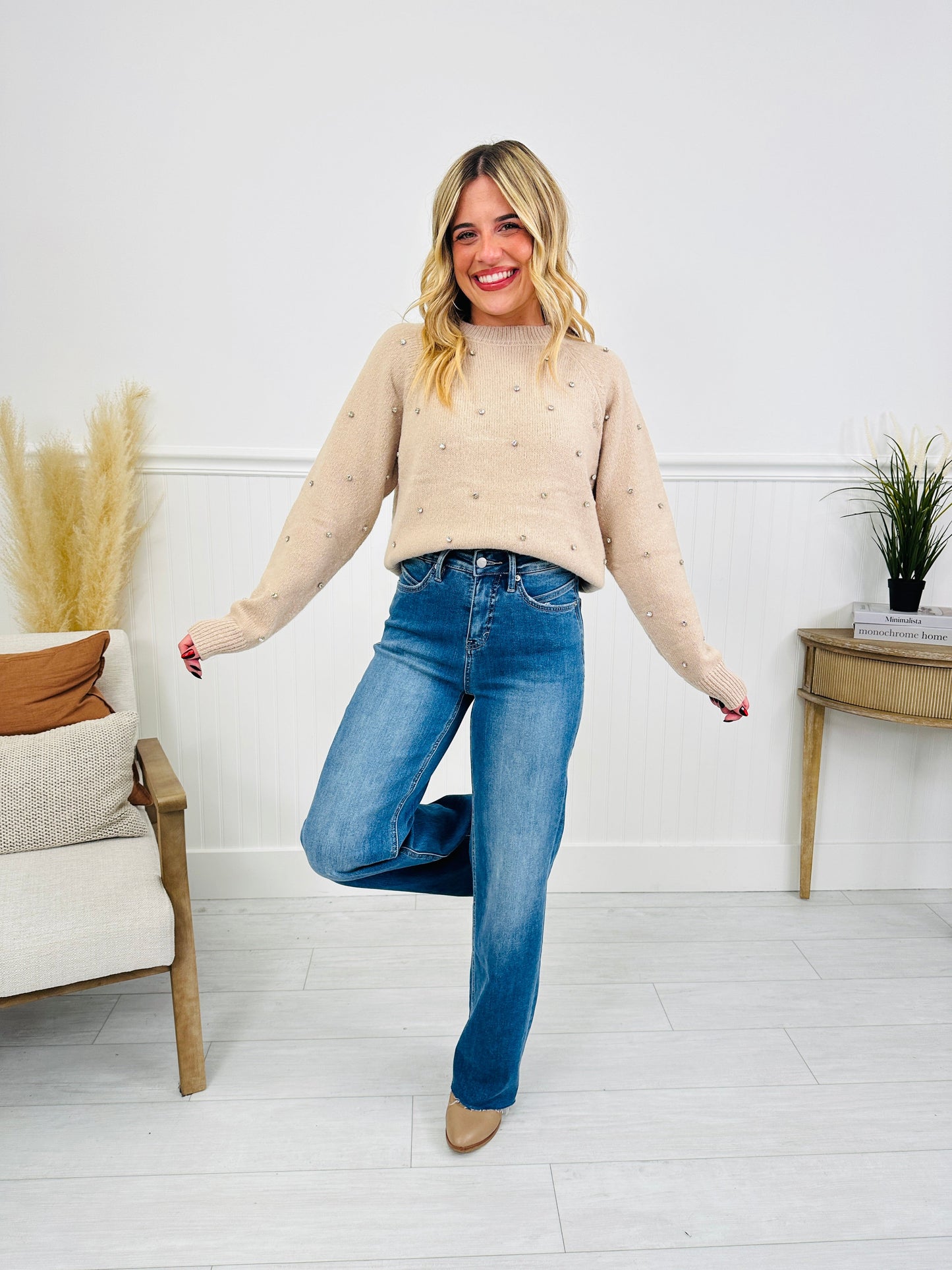 Go Into Detail Tummy Control Wide Leg Jeans