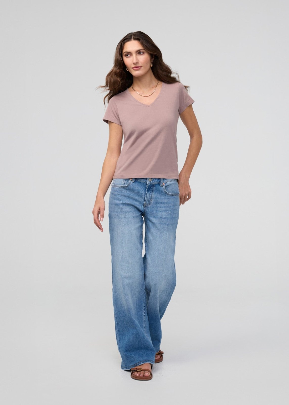 PurePima Slim V-Neck - Hazy Mauve