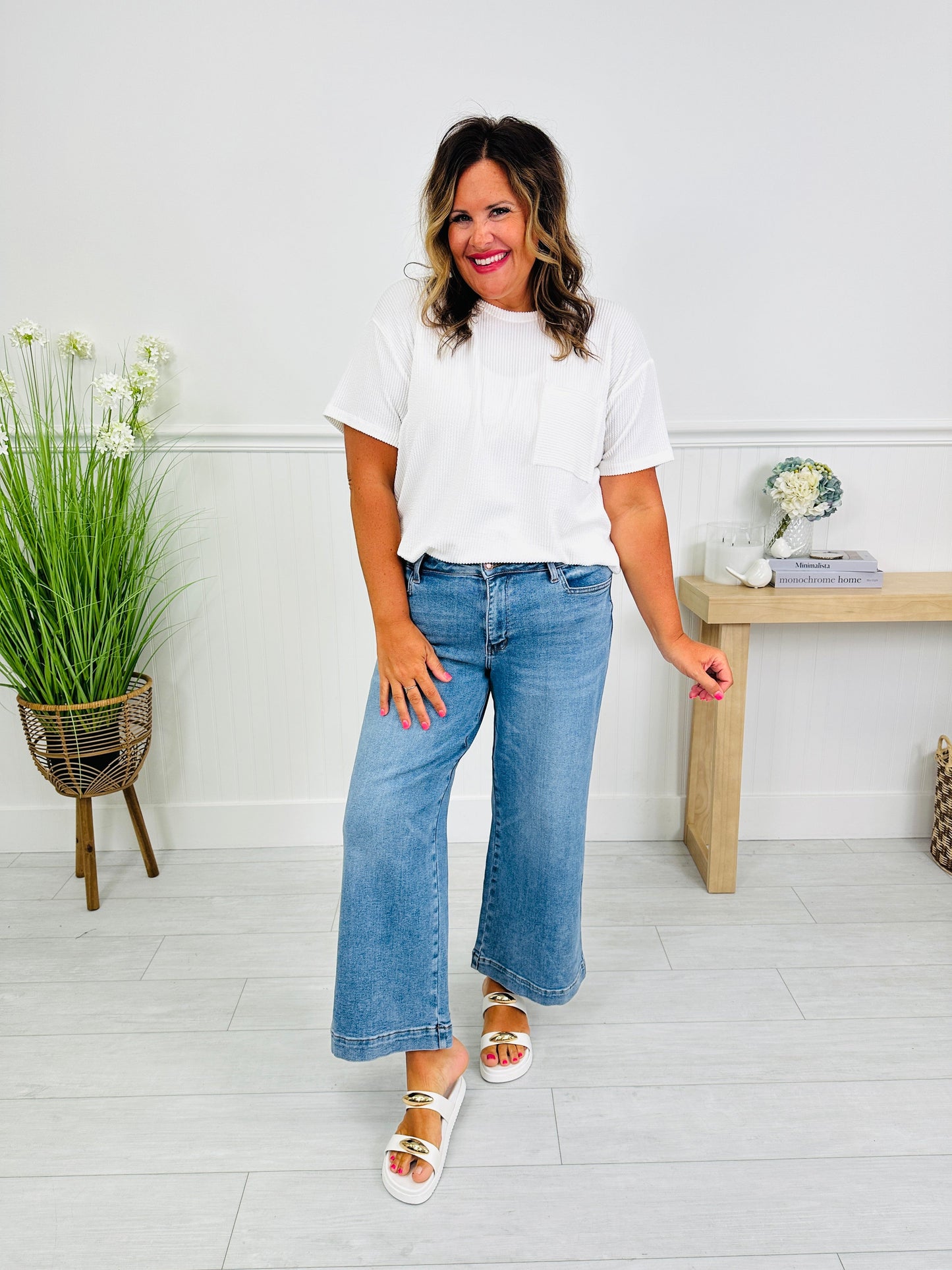 Judy Blue Make It Easy Ankle Wide Leg Jeans