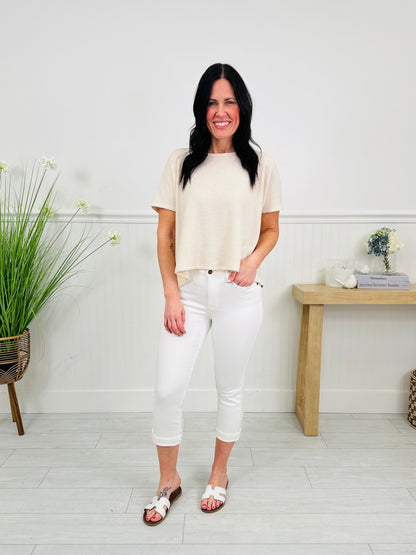 Judy Blue White Sand Capri Jeans