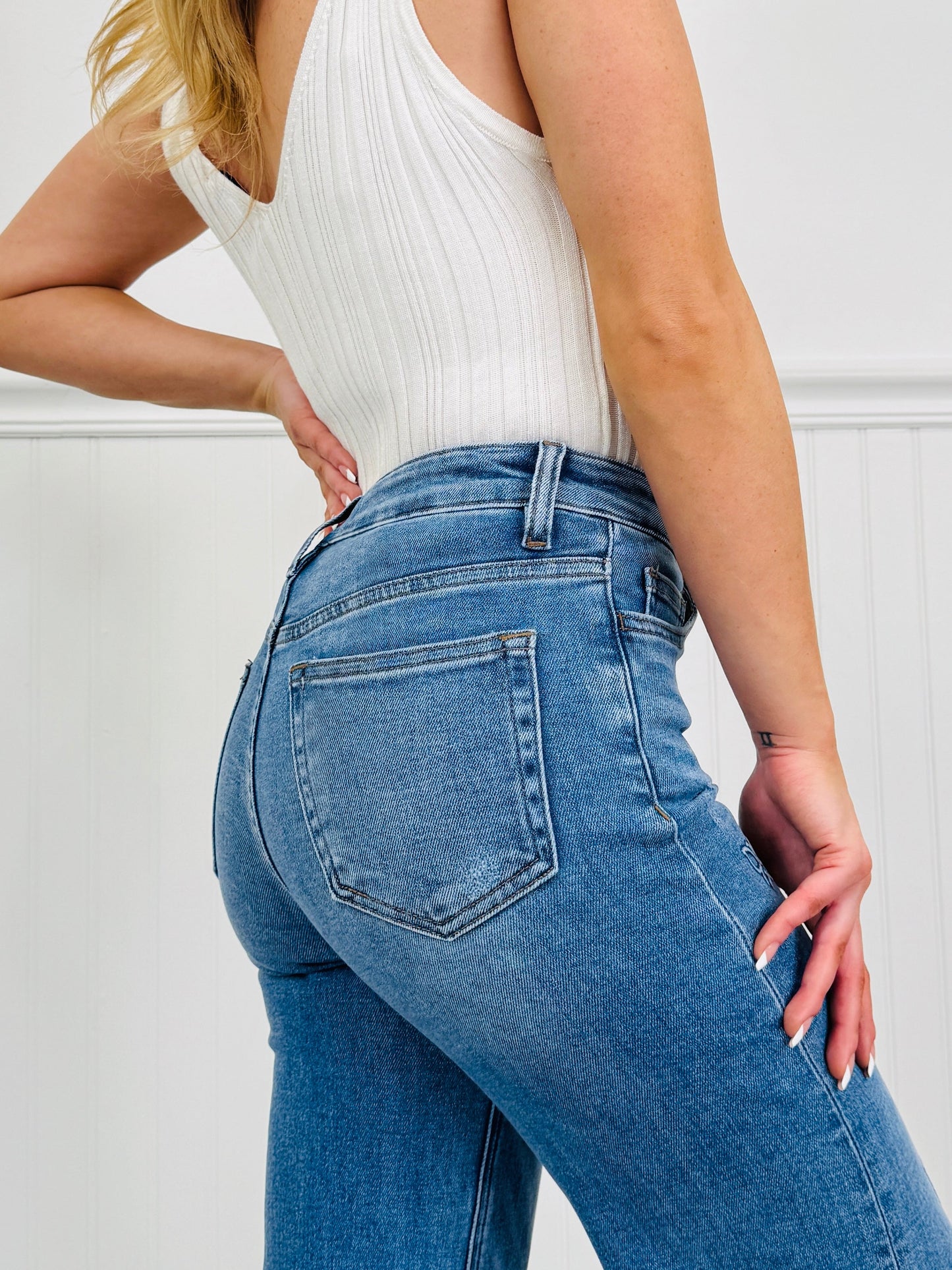 Butterfly Bliss Tummy Control Wide Leg Jeans