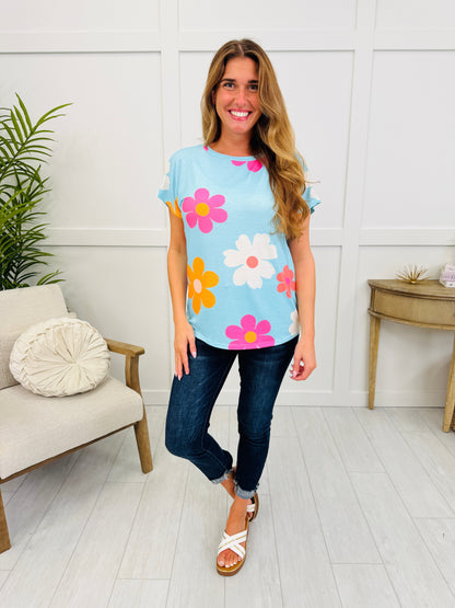 The Retro Petal Tee in Blue