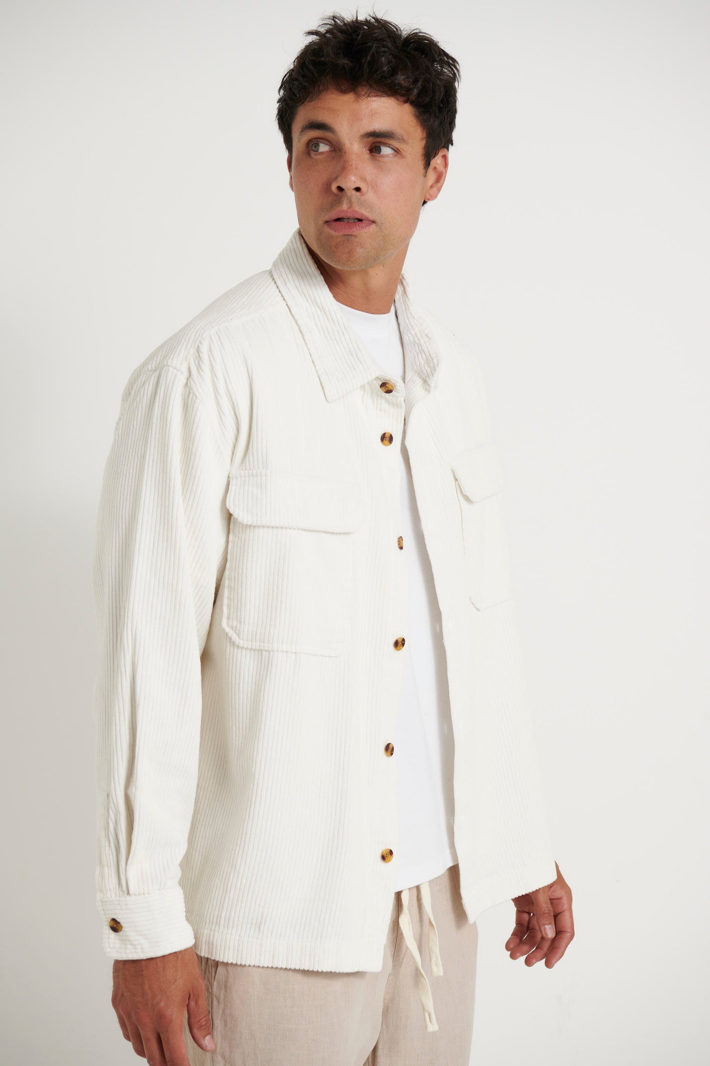 Dion Cord Overshirt Ivory