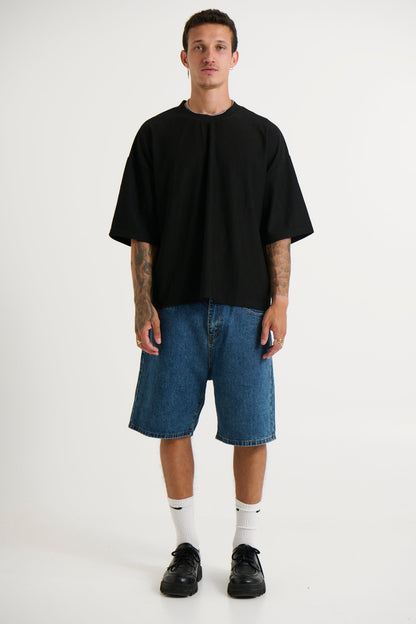 Crop Box Tee Ribbed Black - FINAL SALE