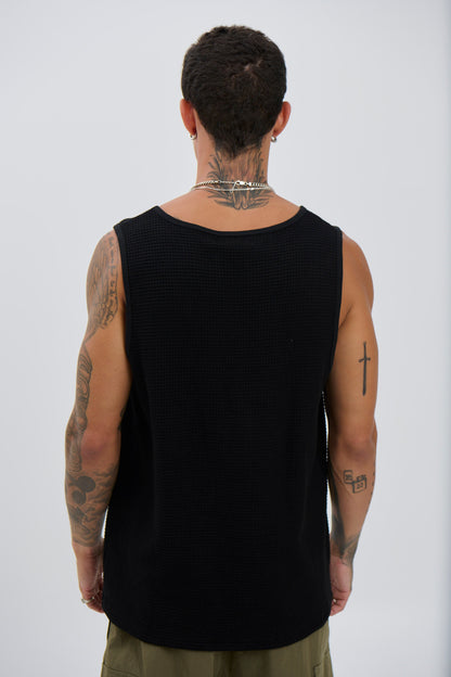 Joe Waffle Tank Black - FINAL SALE