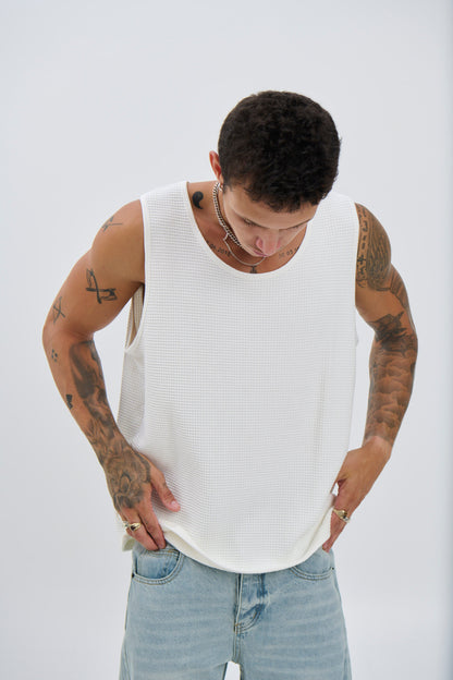 Joe Waffle Tank White - FINAL SALE