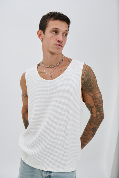 Joe Waffle Tank White - FINAL SALE