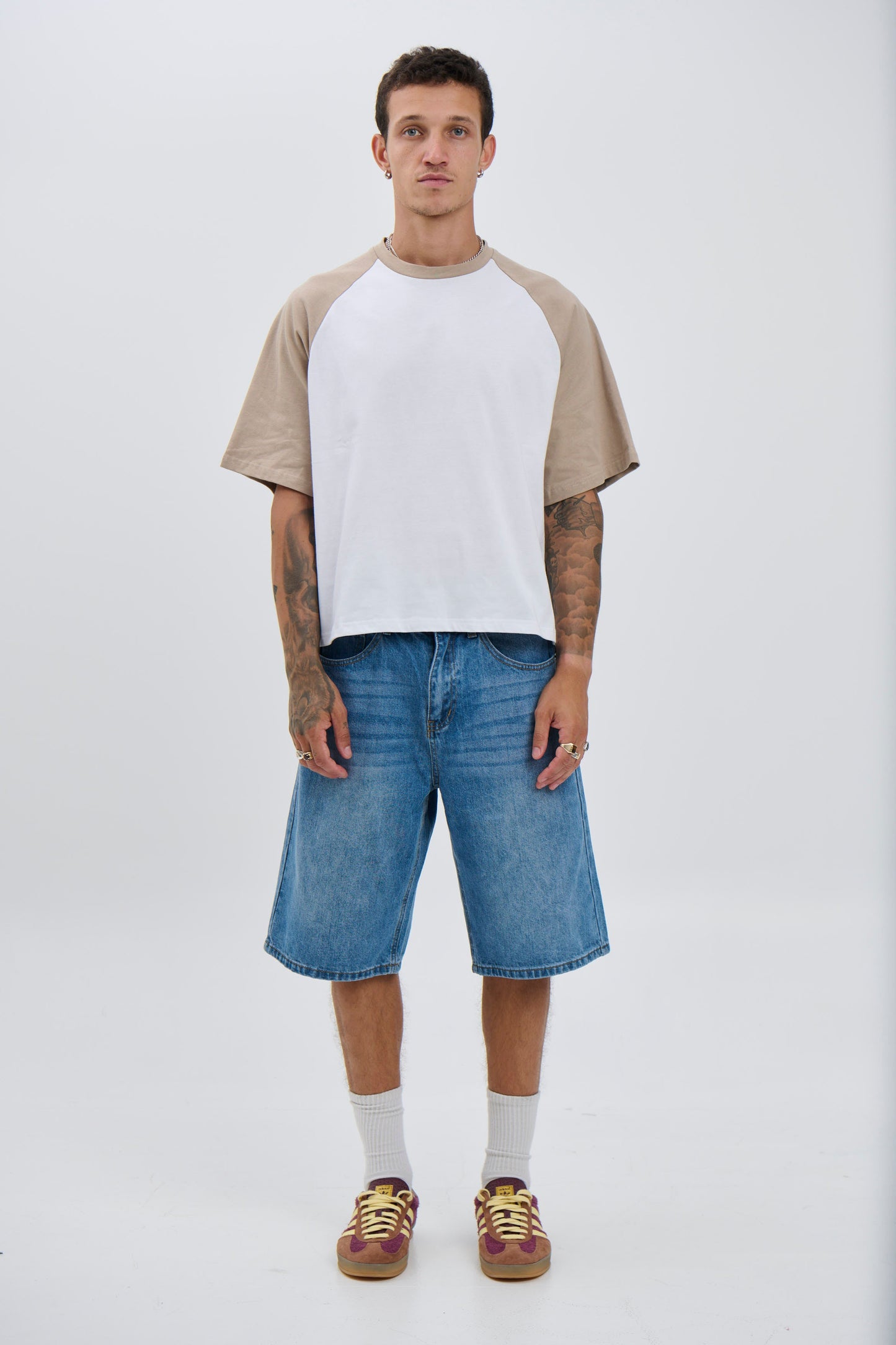 Crop Box Tee Raglan Light Khaki - FINAL SALE
