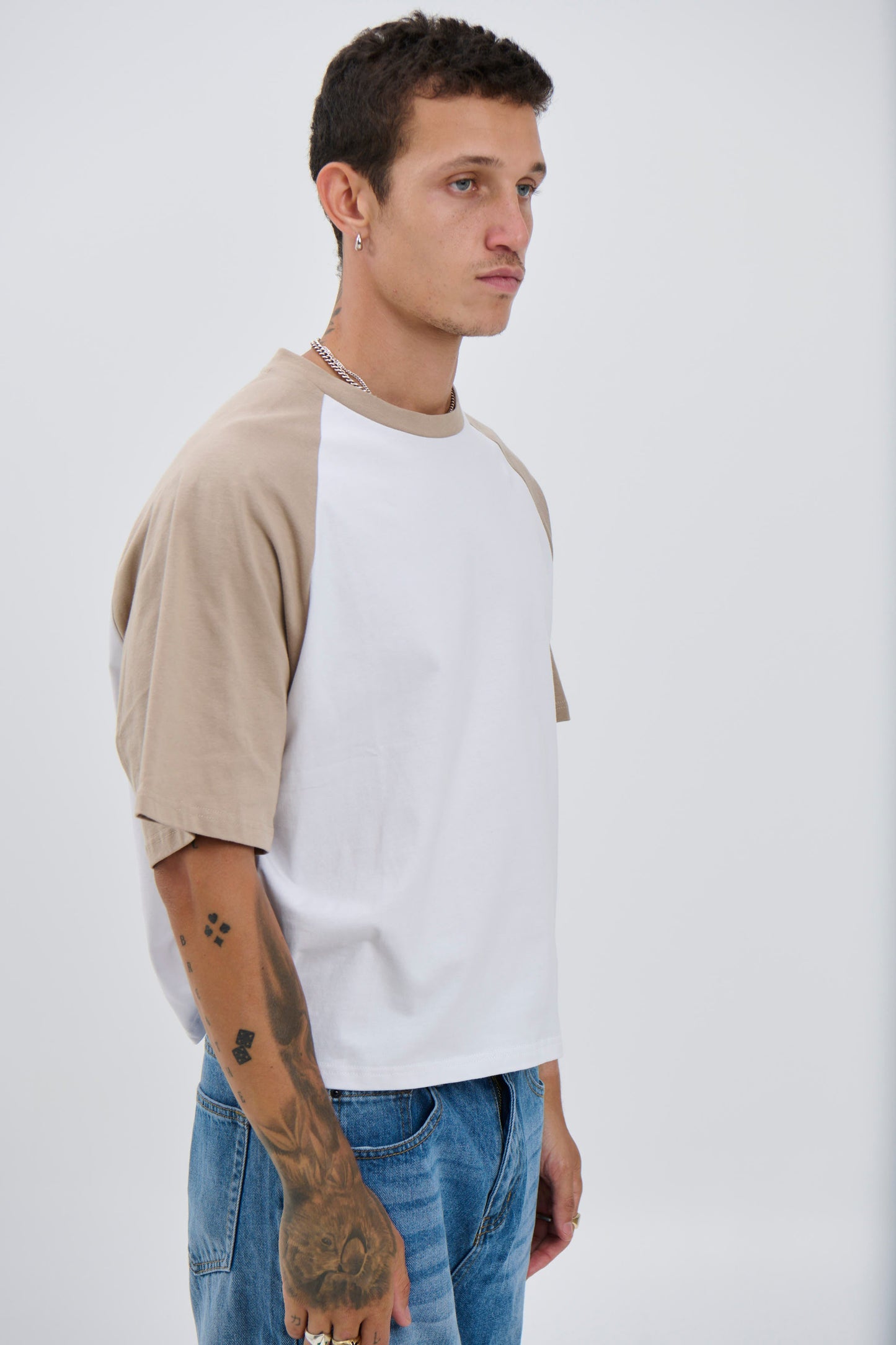 Crop Box Tee Raglan Light Khaki - FINAL SALE
