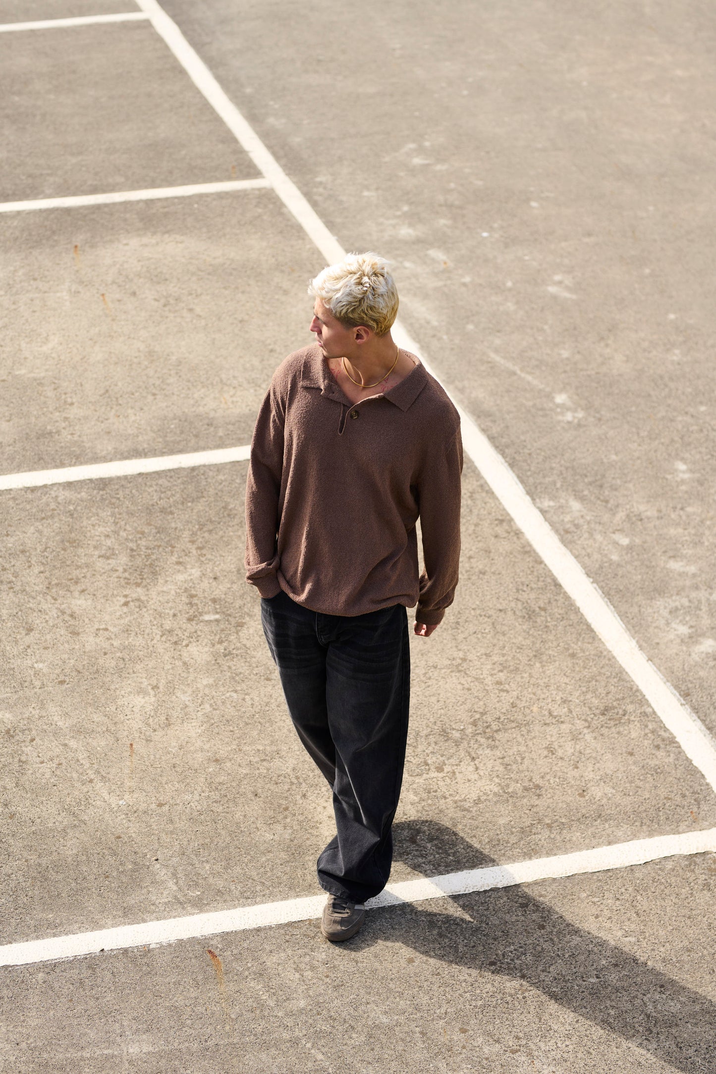 Combed Long Sleeve Polo Choc