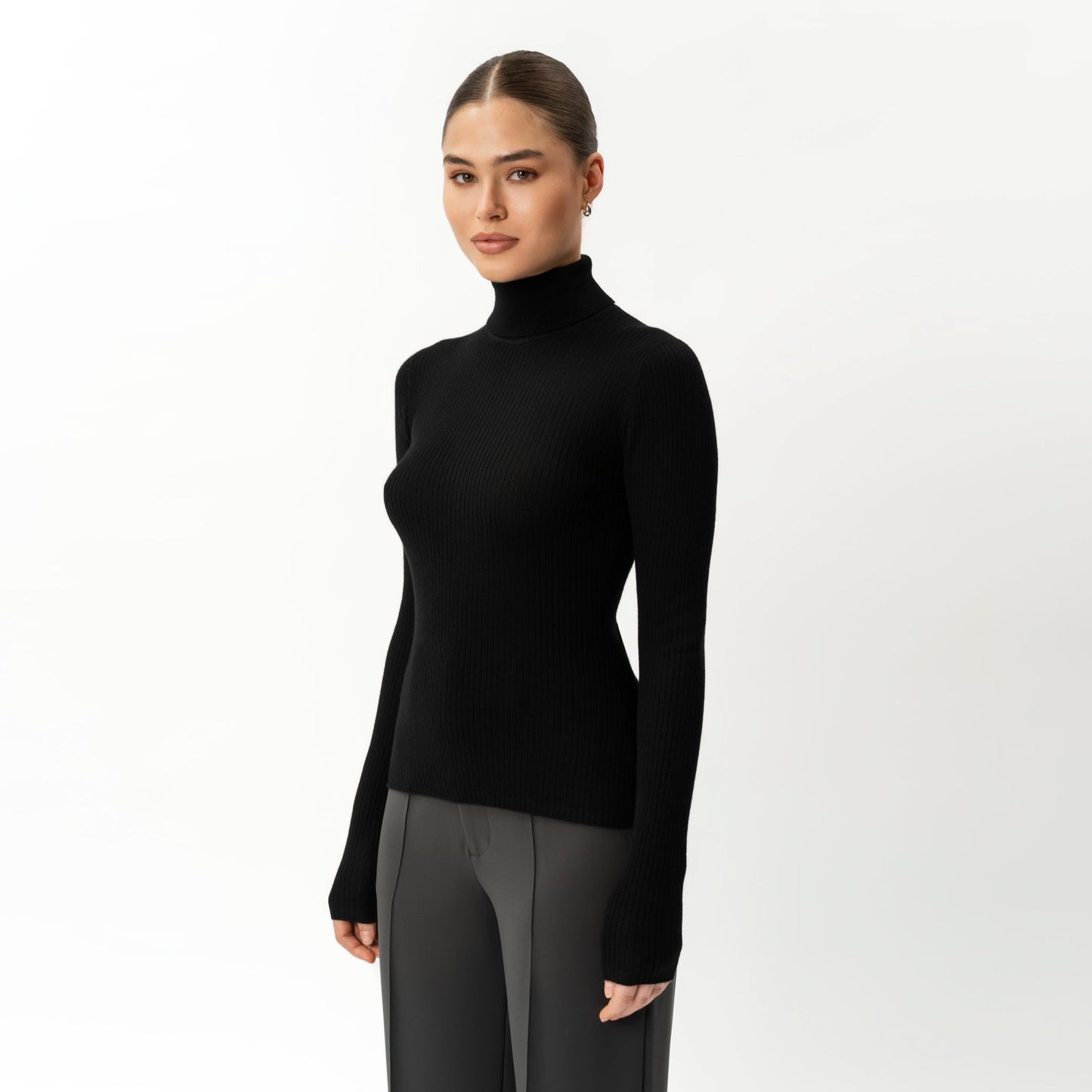Merino Wool Ribbed Turtleneck