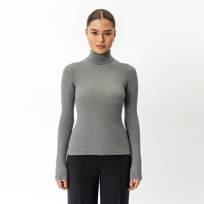 Merino Wool Ribbed Turtleneck