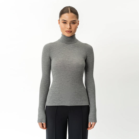Merino Wool Ribbed Turtleneck