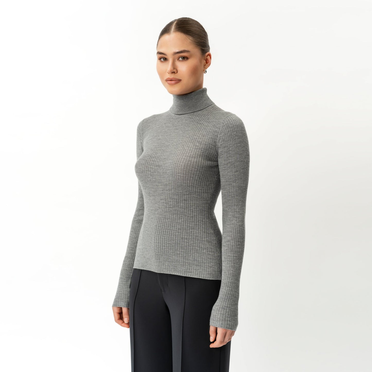 Merino Wool Ribbed Turtleneck