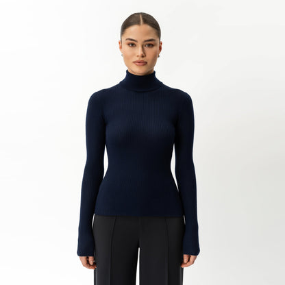 Merino Wool Ribbed Turtleneck
