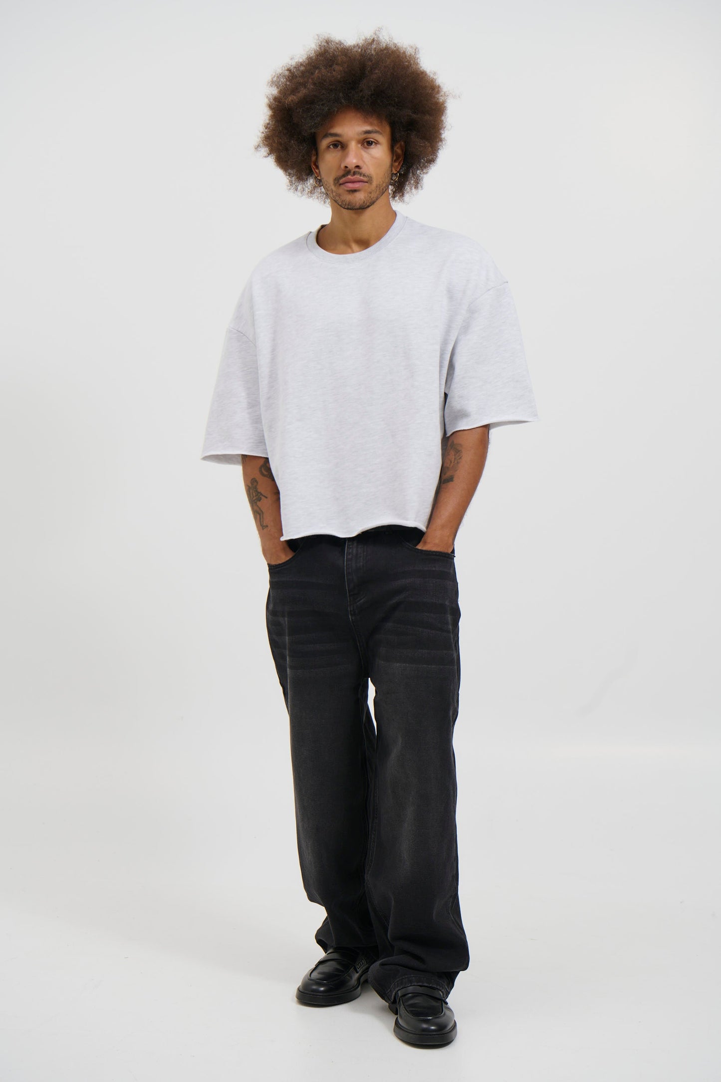 Crop Box Fleece Tee Heather Grey - FINAL SALE