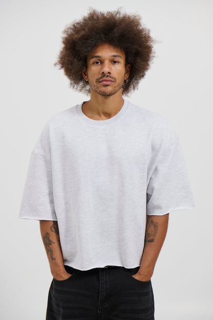 Crop Box Fleece Tee Heather Grey - FINAL SALE