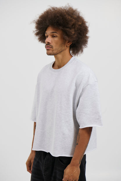Crop Box Fleece Tee Heather Grey - FINAL SALE