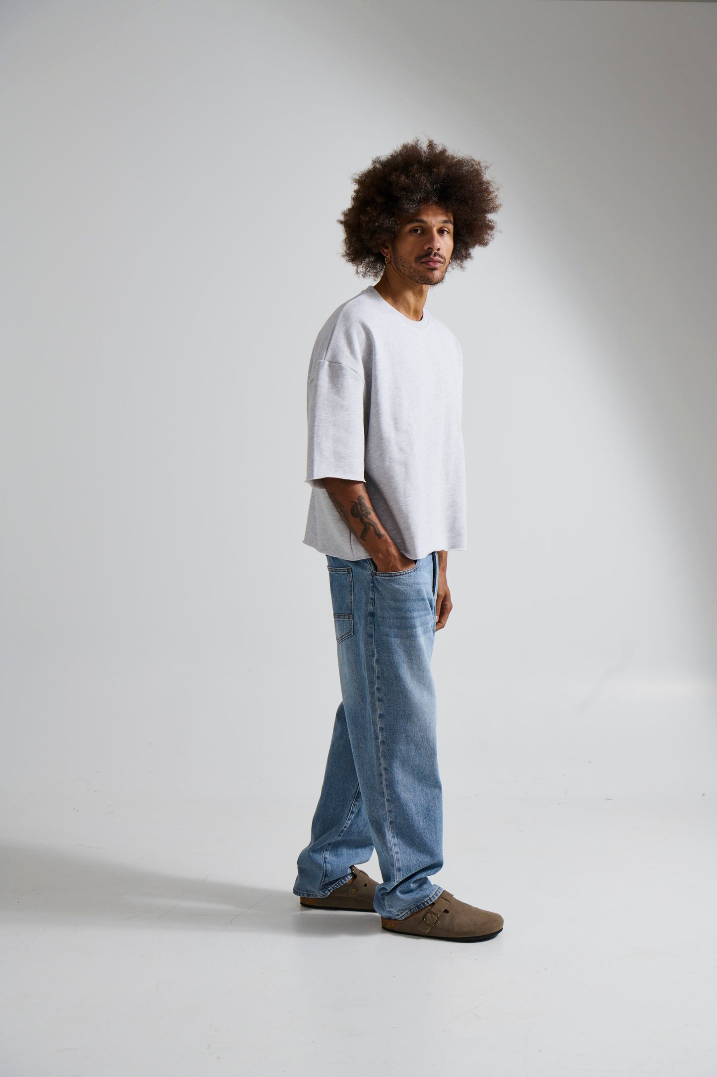 Crop Box Fleece Tee Heather Grey - FINAL SALE