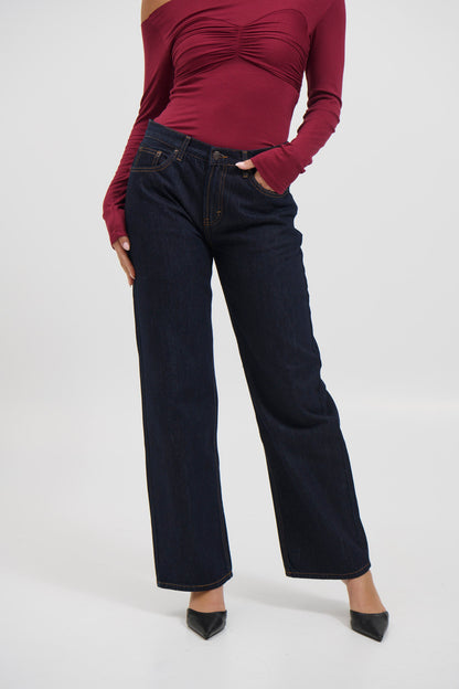 Avery Mid Rise Jean Dark Indigo