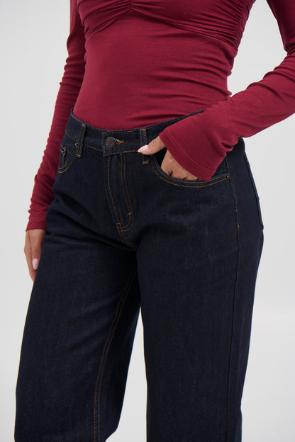 Avery Mid Rise Jean Dark Indigo