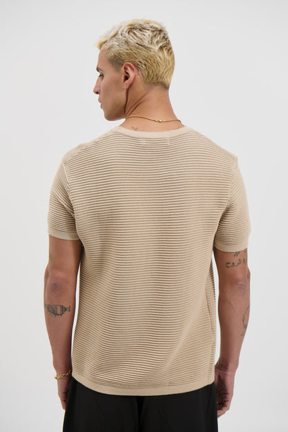 Horizontal Rib Knit Tee Oat