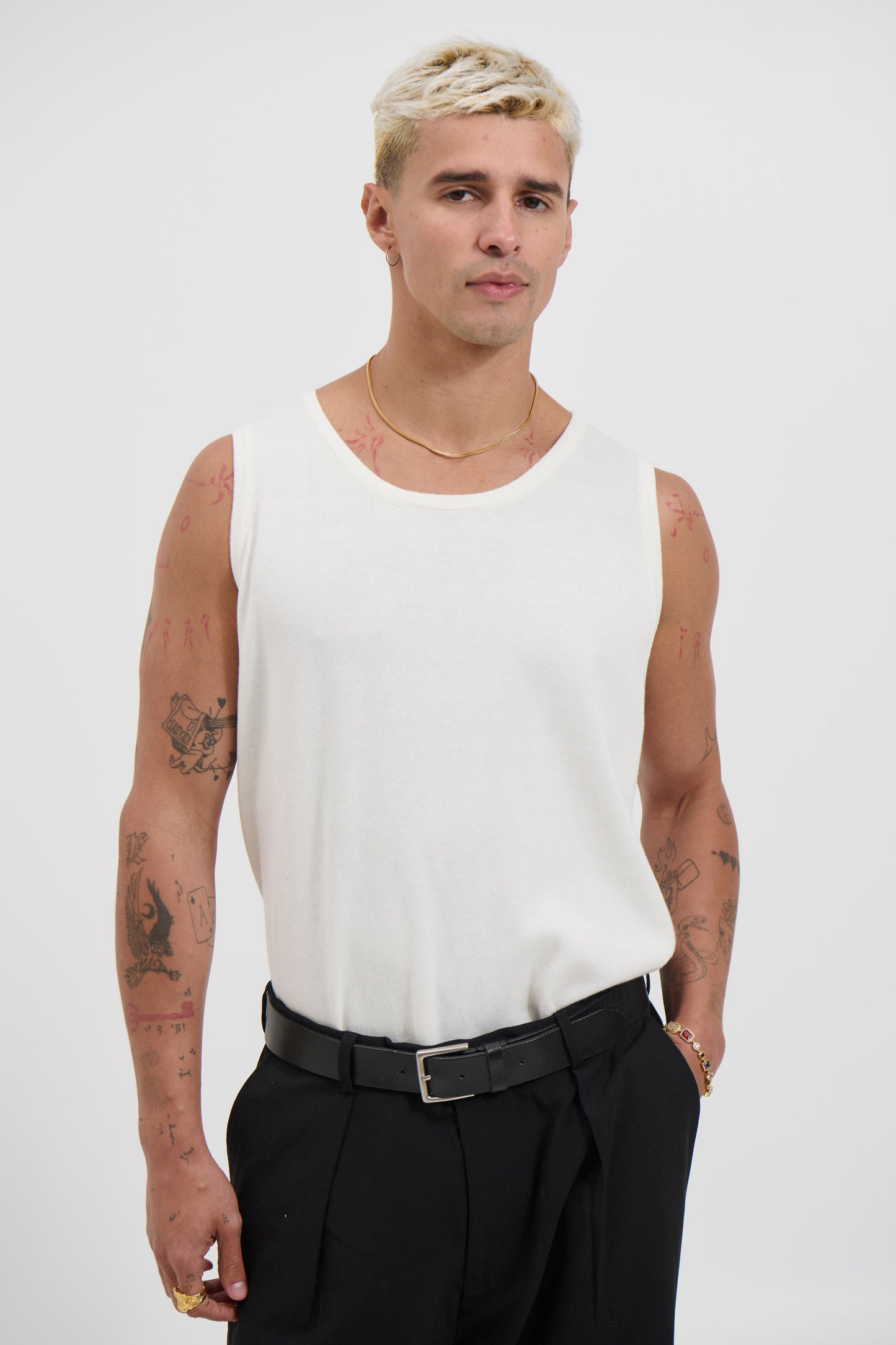 Isaac Knitted Tank White