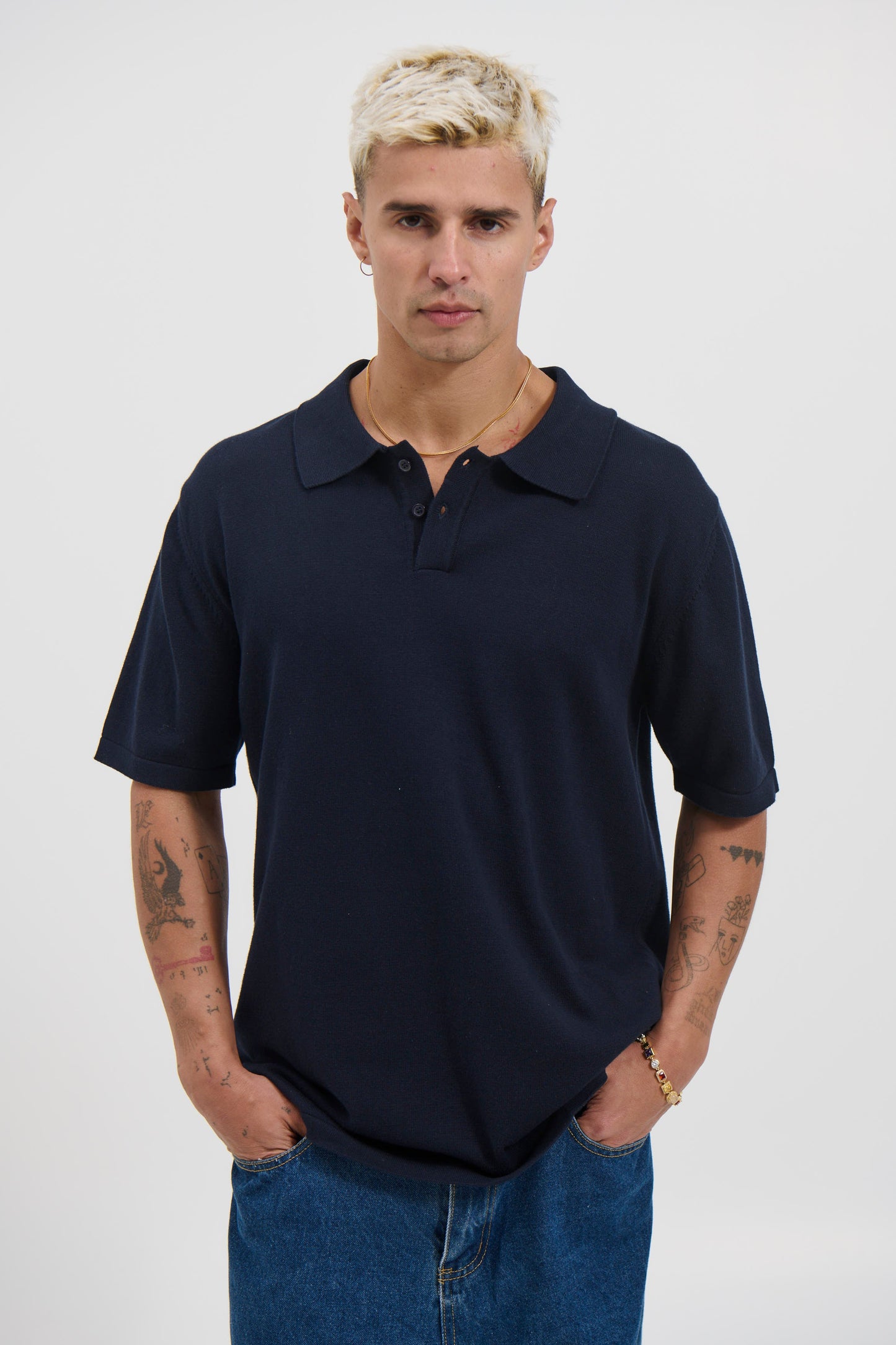 Archie Fitted Polo Navy - FINAL SALE
