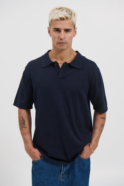 Archie Fitted Polo Navy - FINAL SALE