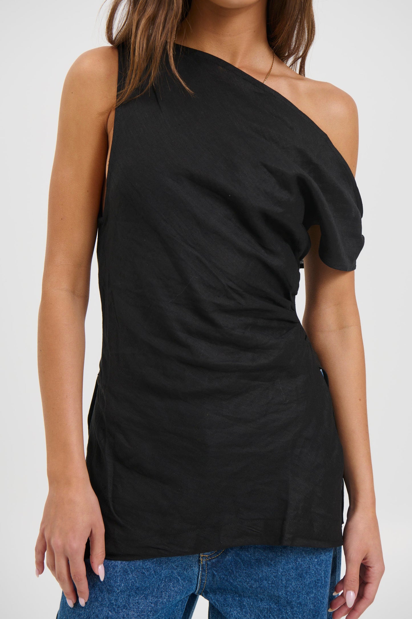 Lucy Linen Top Black - FINAL SALE
