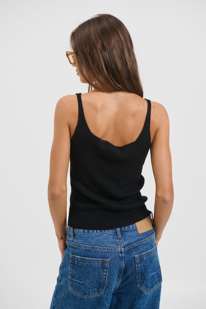 Belinda Ribbed Top Black