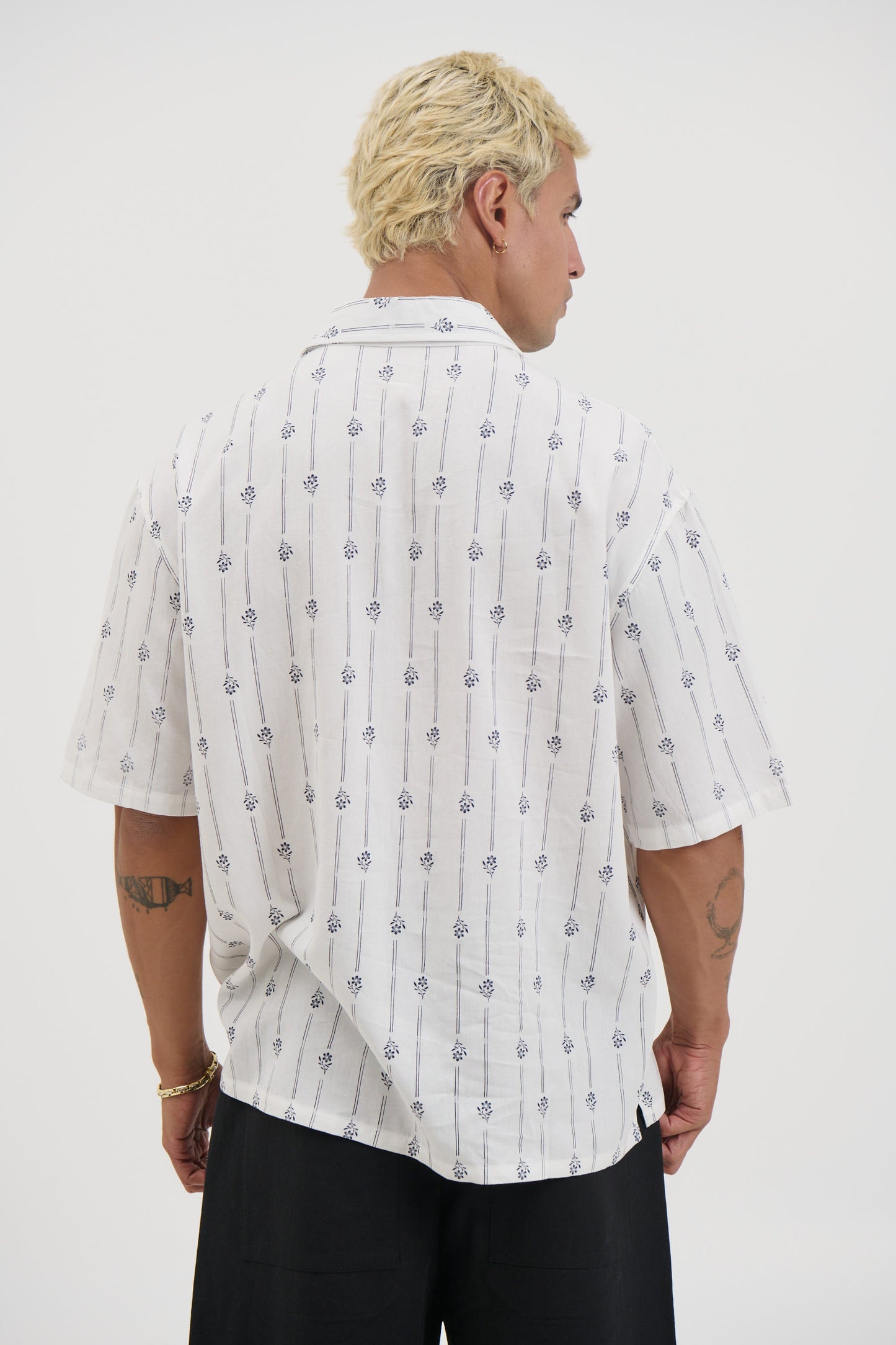 Jayden Stripe Floral Shirt White - FINAL SALE
