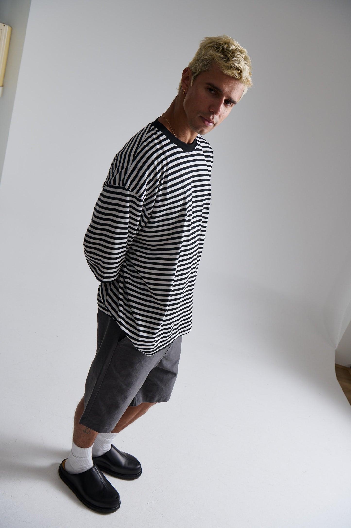 Lesley Stripe Crew Tee Black - FINAL SALE