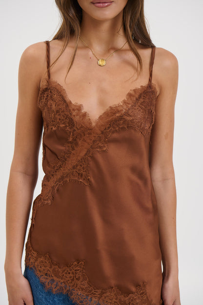 Chrishell Lace Cami Chocolate