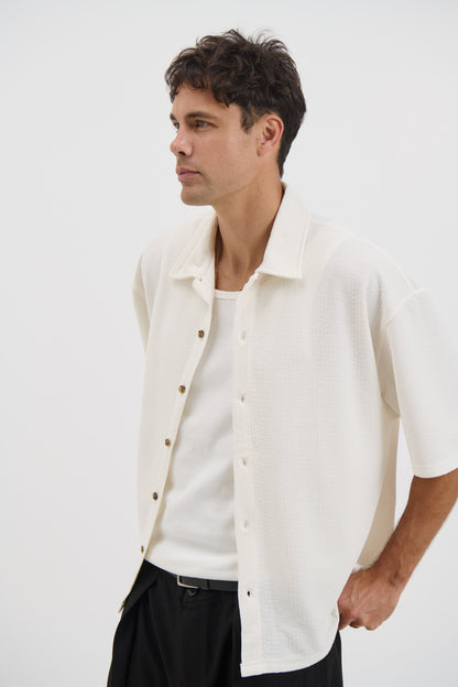 Lucas Drop Shirt Soft Texture White - FINAL SALE