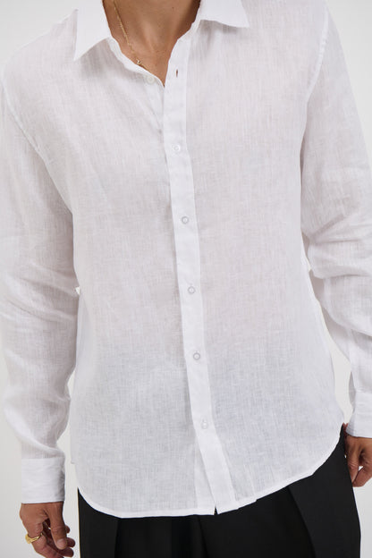 Luca Linen Shirt White - FINAL SALE
