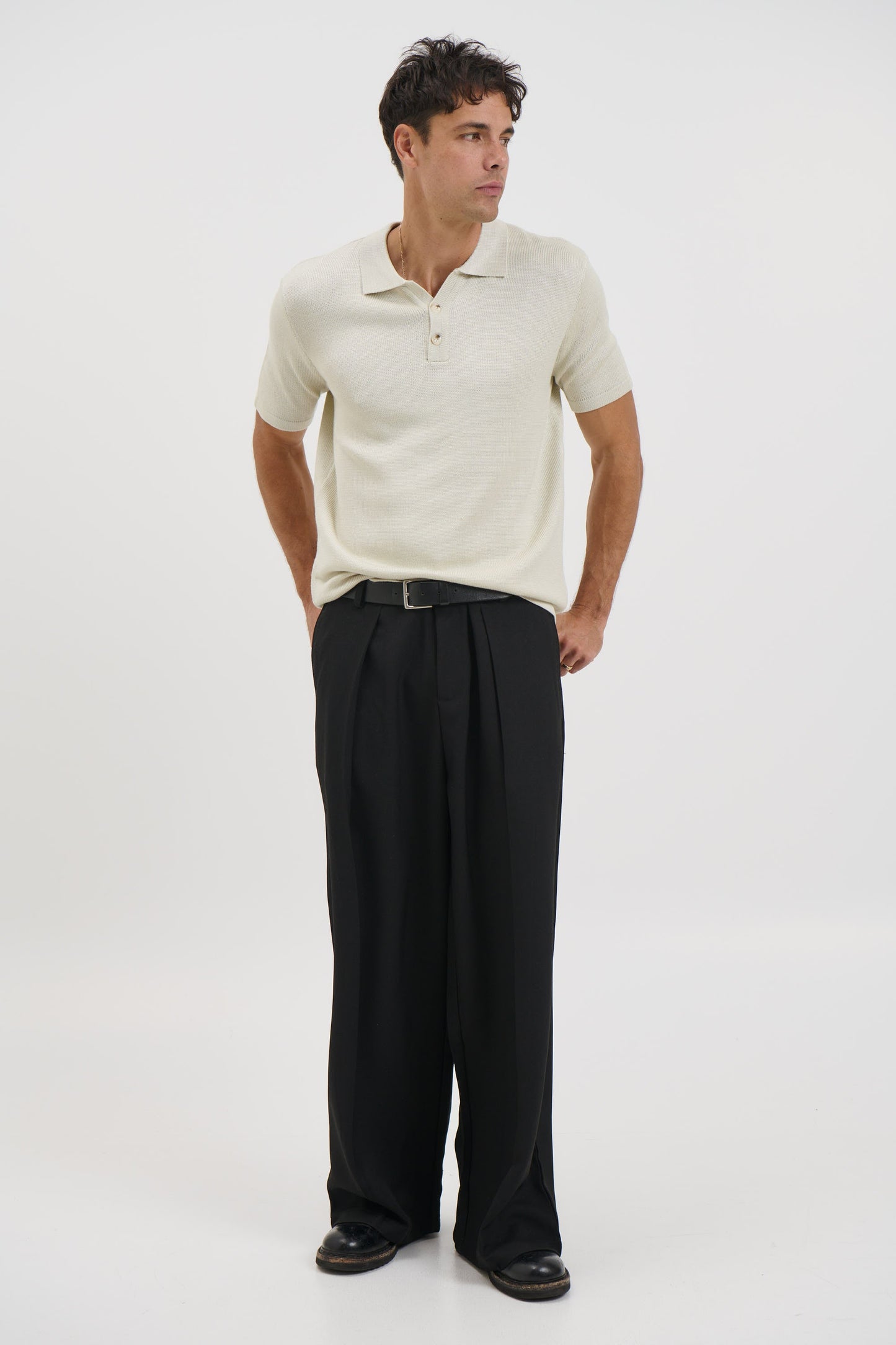Hayden Knitted Polo Soft Grey - FINAL SALE