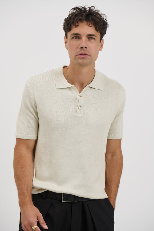 Hayden Knitted Polo Soft Grey - FINAL SALE