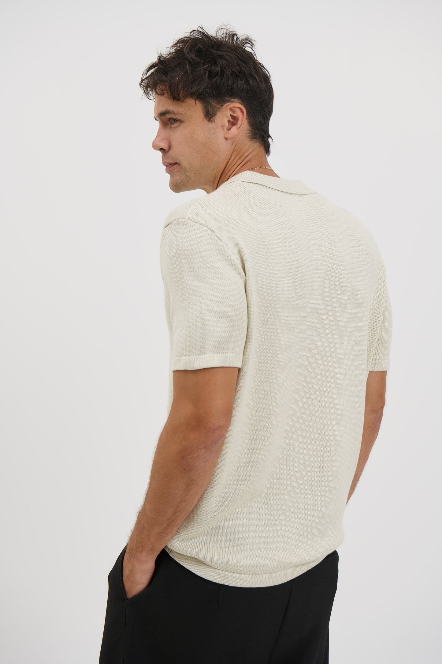 Hayden Knitted Polo Soft Grey - FINAL SALE