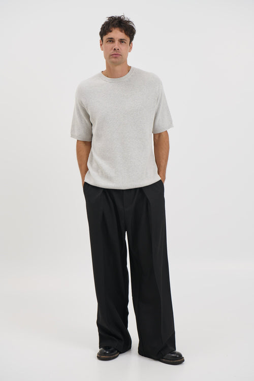 Knitted Crew Neck Tee Grey