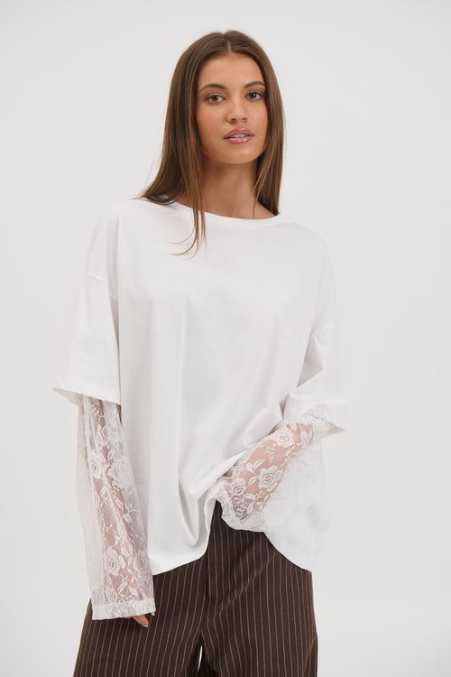 Francesca Lace Tee White