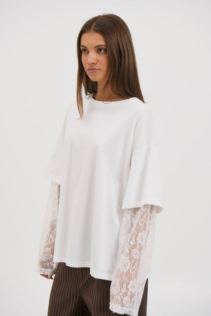 Francesca Lace Tee White